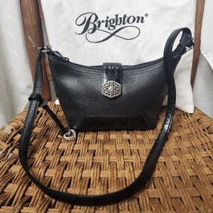 Brighton Black Pebbled‎ Leather Shoulder Bag With Dust Bag Vintage